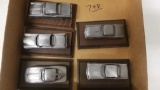 Set of 5 Pewter Cars