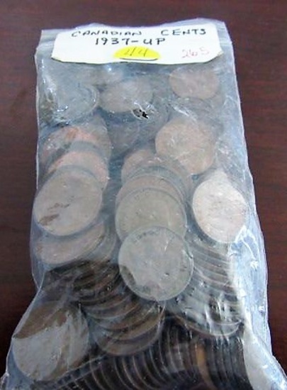 Bag of 1937 and up Canadian cents