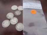 Bag of 7 Barber, 6 Seated Quarters
