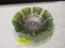 green carnival glass coin dot bowl