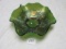 Fenton green carnival glass dish heart & vine