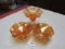 3 marigold carnival glass candy dishes