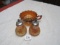 Imperial marigold carnival glass shakers & handled bowl