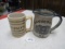 2 advertising crock cup/pitcher