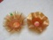 2 marigold carnival glass candy dishes