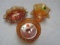 3 marigold carnival glass candy dishes