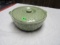 green stoneware covered dish