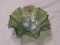 Imperial green carnival glass shell dish