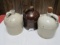 3 whiskey crock jugs (2 white 1 brown)(1 with crazing)