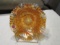 marigold carnival glasss scrolled embossed bowl