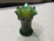 Fenton green carnival glass diamond point vase