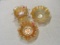 3 marigold carnival glass dishes (various patterns)