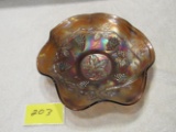 Fenton amethest carnival glass leaf bowl