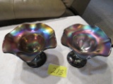 Northwood amyethyst carnival glass rainbow compote