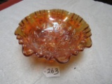 Imperial marigold carnival glass open rose bowl