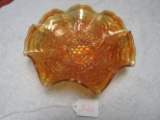 Imperial marigold carnival glass grape bowl