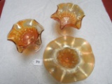 marigold carnival glass compotes