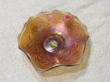 Westmorland carnival glass pillow and sunburst dish