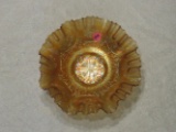 dugan marigold carnival glass lotus bowl