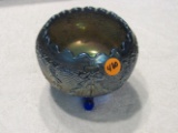 Fenton blue carnival glass garland footed dish
