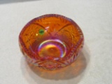 orange carnival glass bowl hobnail pattern
