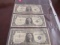 Sheet of 3 $1.00 Silver Certificates