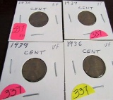 4 1930's Lincoln Cents