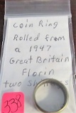 Ring made from 1947 GB Florin