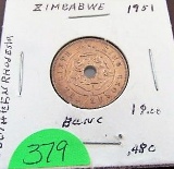 1951 Zimbabwe Half Penny