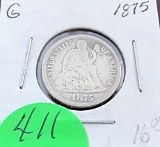 1875 Seated Liberty Dime