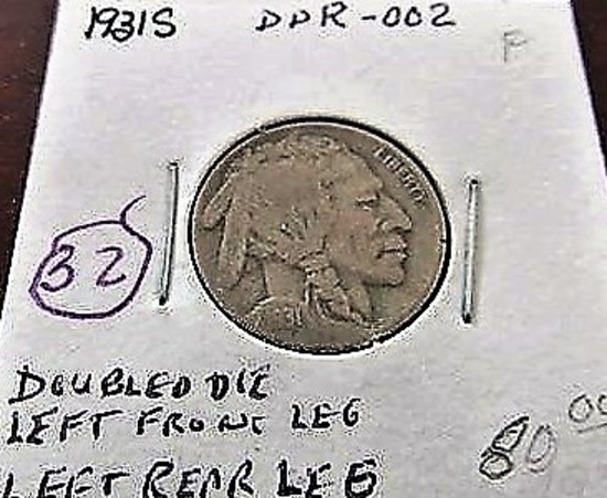 1931 S Buffalo 5 Nickel - Double Die