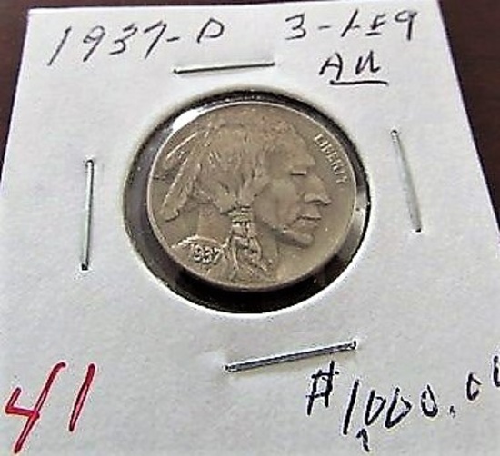 1937-D 3 Leg. Buffalo Nickel