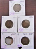 (5) 1879, 80, 81, 82, 83 Indian Head Cents