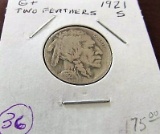 1921 S  Buffalo Nickel - 2 Feather Variety