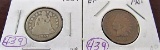 (2) 1857 Seated Dime AF, 1901 Indian Head Cent EF