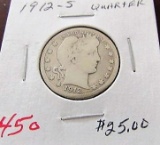 1912-S Barber Quarter