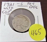 1921-S Buffalo Nickel, Clip