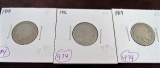 (3) 1915F, 1916 1G Buffalo Nickels