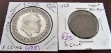 (2) Sierra Leone 1964, 1924, .8356 Silver 1723 GB Half Cents