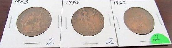 1936, '53, '65 GB One Penny