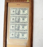 Framed 2003 Sheet of United States 10 Dollar Bills