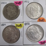 1888, 1880, 1902, 1904 One Dollars