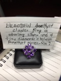 Amethyst Cluster Ring in Sterling Silver