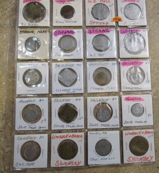 (20) Nebraska Town Tokens