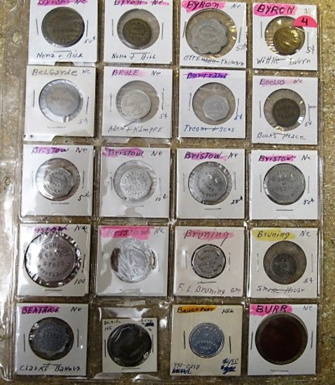 (20) Nebraska Town Tokens