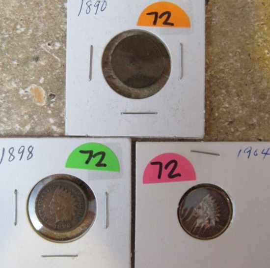 1809, 1898, 1904 Pennies