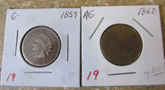 1859 IHC, 1860 Indian Head Cent