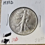 1939-D AU Walking Liberty Half Dollar