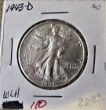1943-D AU Walking Liberty Half Dollar
