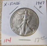 1947-D EF Walking Liberty Half Dollar